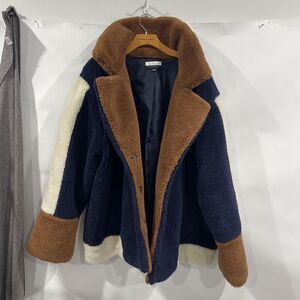 Eloquii Blue Teddy Jacket Plush Fold-Over Collar